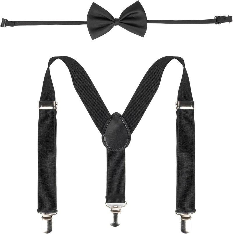 Vikodah Kids Suspenders Set for Boys Girls Toddlers Adjustable Elastic Belts with Bowtie Clips 2-10Y - Image 2